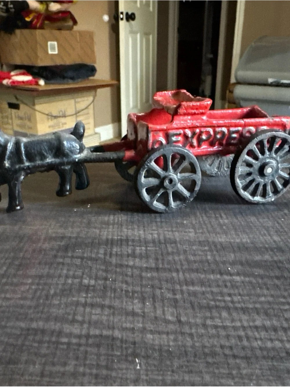 Vintage Cast Iron Express Wagon/Cart With Goat Pulling